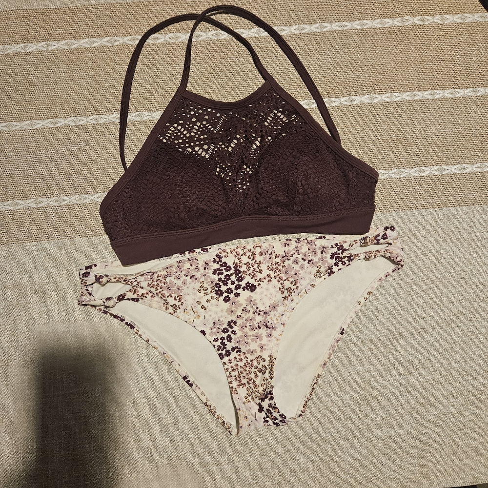 Adore Me Burgundy and Floral Bikini Set